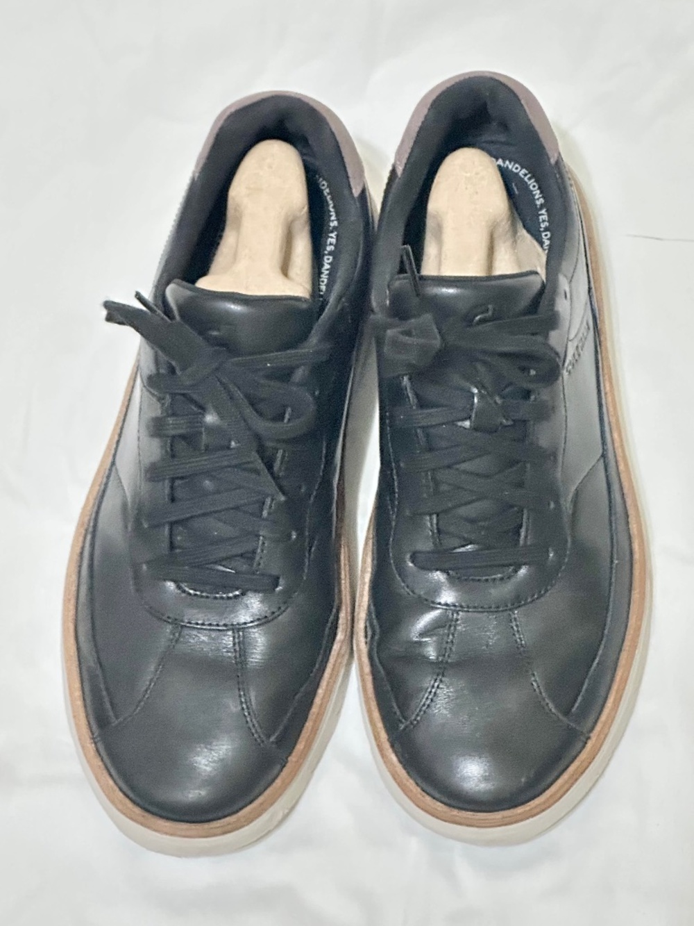 Cole Haan Mens  Black Leather Sneakers Black Gray 8.5